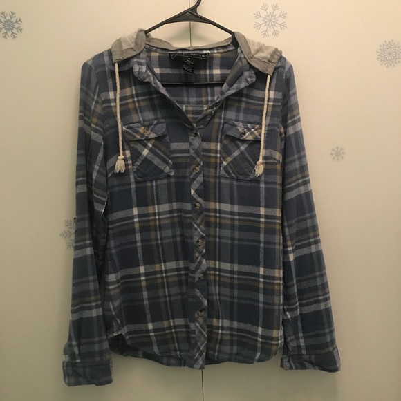 Blue Flannel With A Hood - Picture 1 of 5